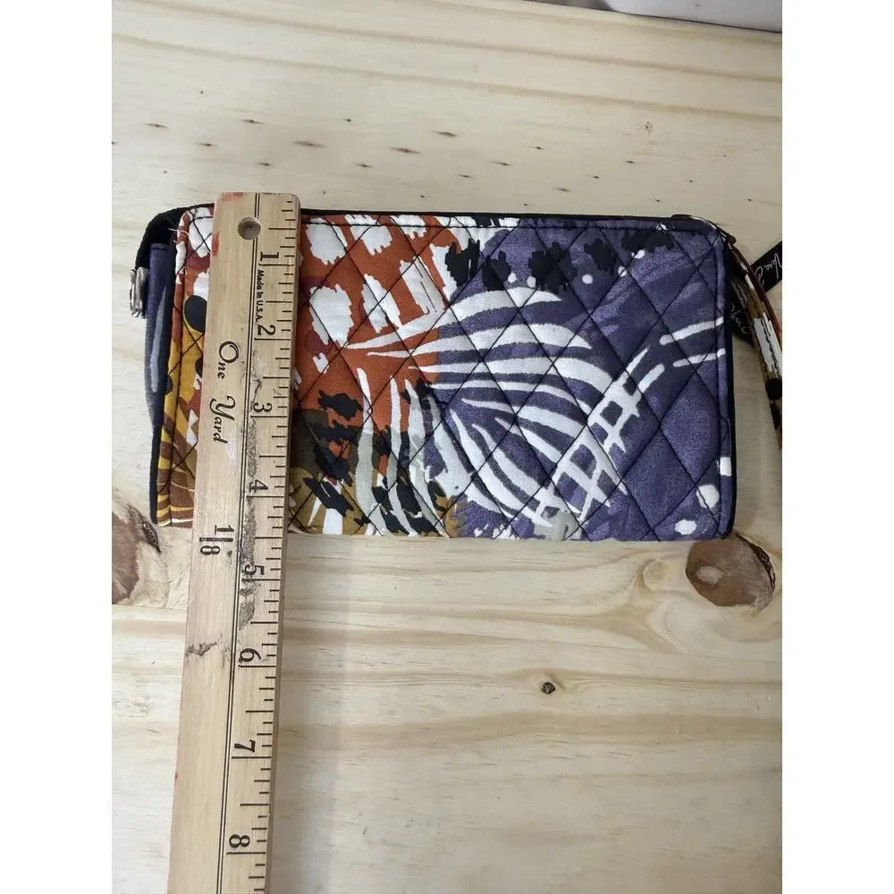 Vera Bradley Painted Feathers Quilted Wristlet Wallet Front Zip